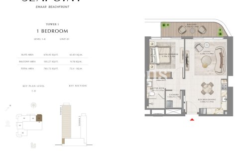 Apartment in Dubai Harbour, Dubai 1 bedroom, 72.83595200 sq.m. № 143799 - photo 12