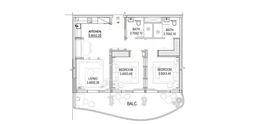 شقة في The Pier Residence في Maritime City, دبي 2 غرف نوم, 103.68 م² رقم 39842