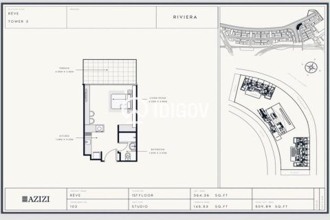 Apartment in Meydan, Dubai studio, 46.27 sq.m. № 124619