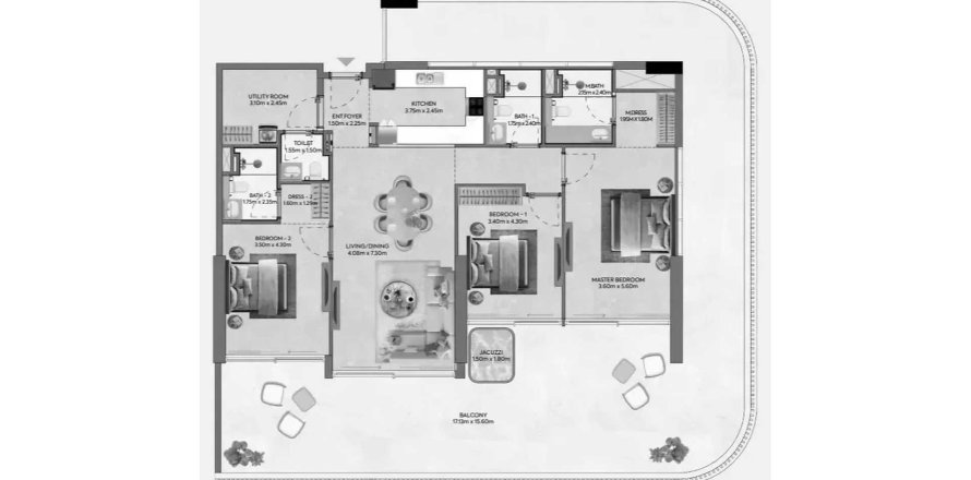 Apartment in Hermina by Casagrand in Dubai 3 bedrooms, 251.67 sq.m. № 109674