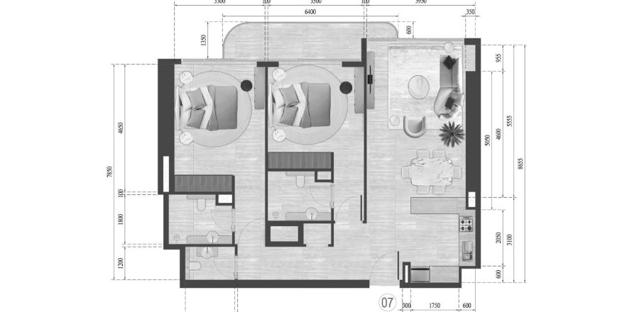 Appartement à Guzel Towers à Jumeirah Village Triangle, Dubai, 2 chambres, 99.8 m², № 31386