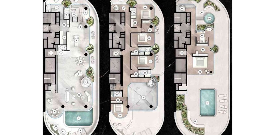 Penthouse à THE RINGS à Jumeirah, Dubai, 6 chambres, 1405 m², № 31199