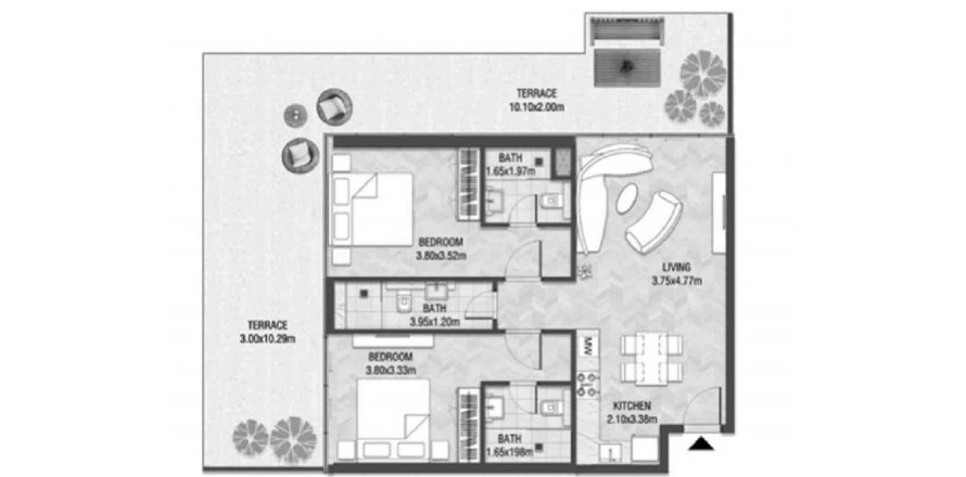 Appartement à TRINITY à Arjan, Dubai, 2 chambres, 137.15 m², № 31219