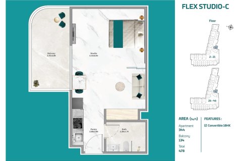 Купить квартиру в Maritime City, Дубай: студию, 38м², № 103520 - фото 8