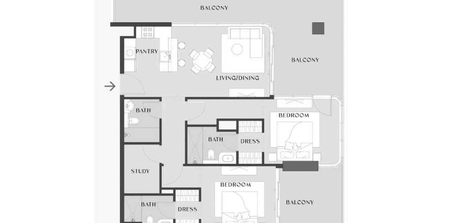Apartment in Chelsea Gardens in Al Satwa, Dubai 2 bedrooms, 136.1 sq.m. № 31441