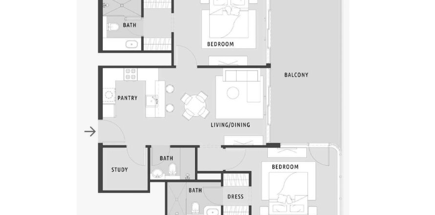 Apartment in Chelsea Gardens in Al Satwa, Dubai 2 bedrooms, 110.83 sq.m. № 31440
