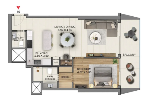 شقة في Jumeirah Islands, دبي 1غرف نوم, 90 م² رقم 123807 - صورة 10