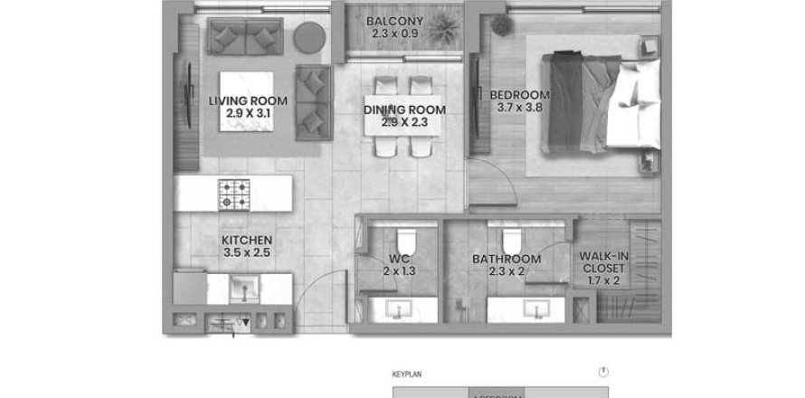 Apartamento en Elemental 22 en Al Satwa, 1 dormitorio, 59.27 m², № 31443