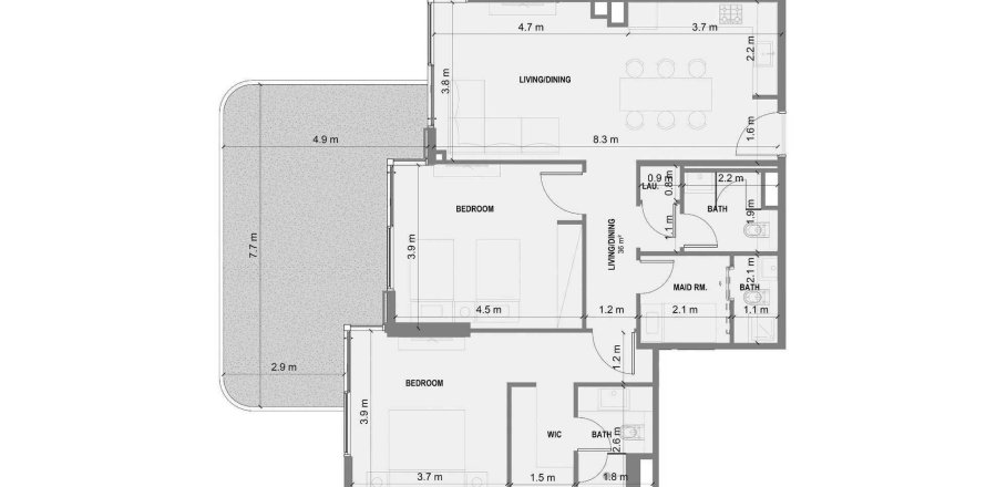 شقة في Blue Marina Residence في دبي 2 غرف نوم, 133 م² رقم 47480