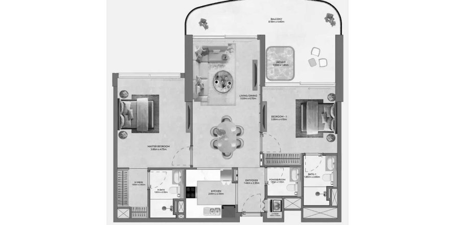 Apartment in Hermina by Casagrand in Dubai 2 bedrooms, 115.2 sq.m. № 109682