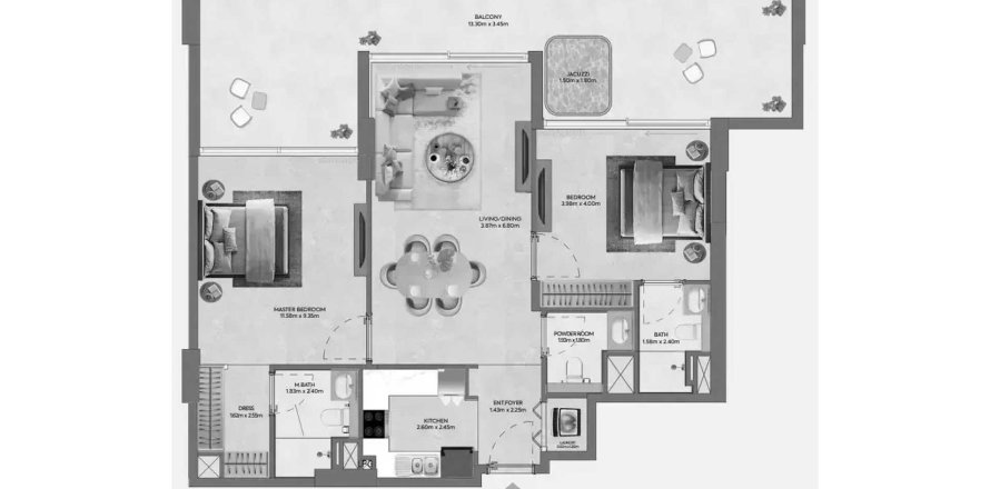Apartment in Hermina by Casagrand in Dubai 2 bedrooms, 129.88 sq.m. № 109672