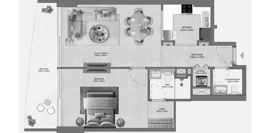 Apartment in Hermina by Casagrand in Dubai 1 bedroom, 80.36 sq.m. № 109678