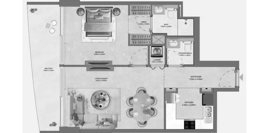 Apartment in Hermina by Casagrand in Dubai 1 bedroom, 76.83 sq.m. № 109683