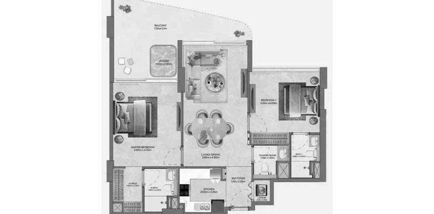 Apartment in Hermina by Casagrand in Dubai 2 bedrooms, 112.69 sq.m. № 109671