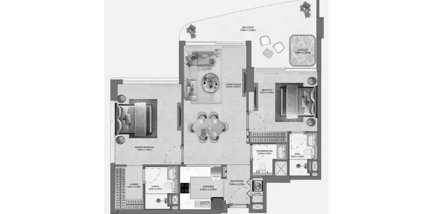 Apartment in Hermina by Casagrand in Dubai 2 bedrooms, 110.83 sq.m. № 109681