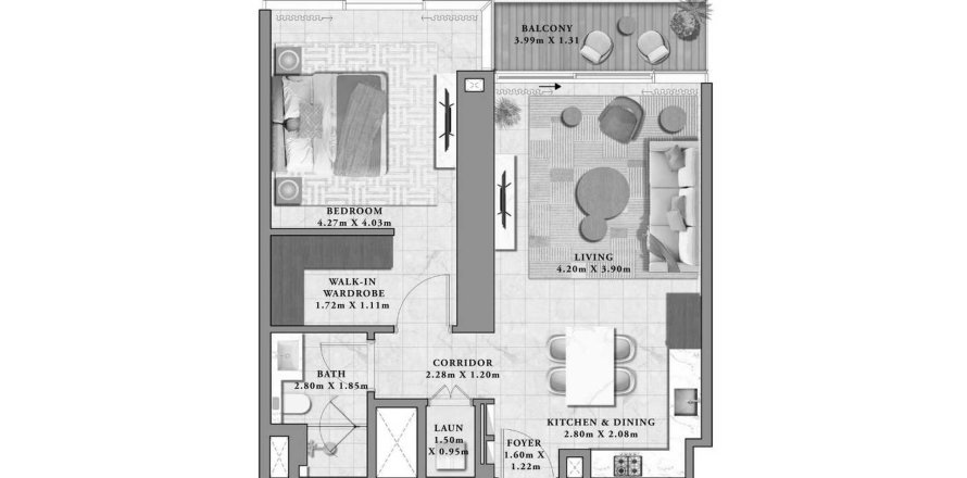 Квартира в Avarra by Palace в Бизнес-Бэе, Дубай, 1 спальня, 74.18м², № 71959