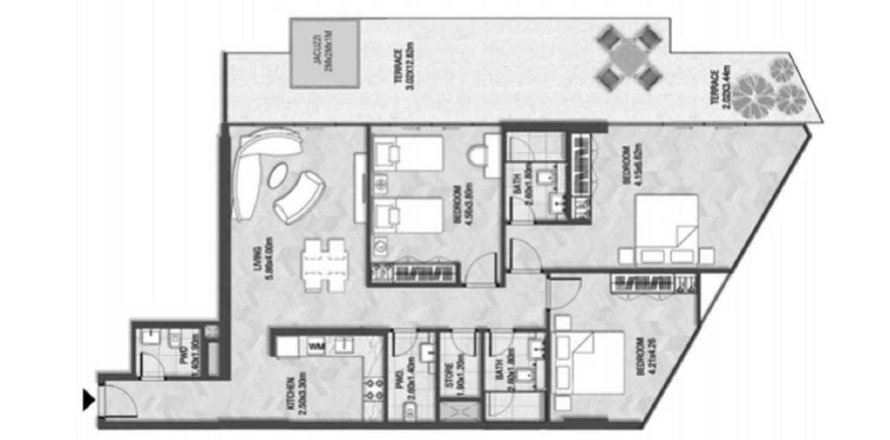Apartment in TRINITY in Arjan, Dubai 3 bedrooms, 181.35 sq.m. № 31220