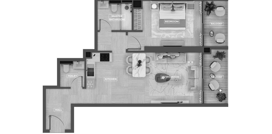 Apartamento en SkyHills Astra en Al Barsha South, Al Barsha, Dubai, 3 dormitorios, 78.1 m², № 31407