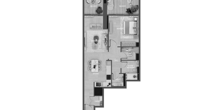 Квартира в SkyHills Astra в Al Barsha South, Аль-Барша, Дубай, 3 спальни, 86.6м², № 31408
