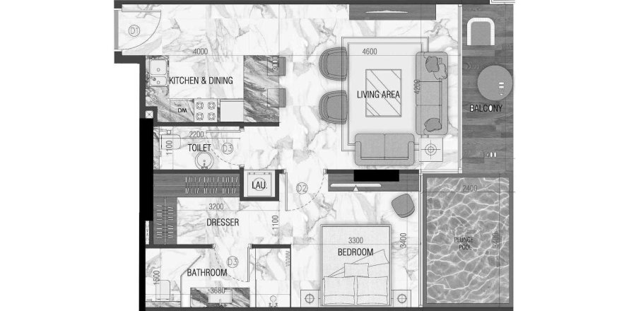 Dúplex en Sky Livings en Jumeirah Village Circle, Dubai, 1 dormitorio, 75.34 m², № 31295