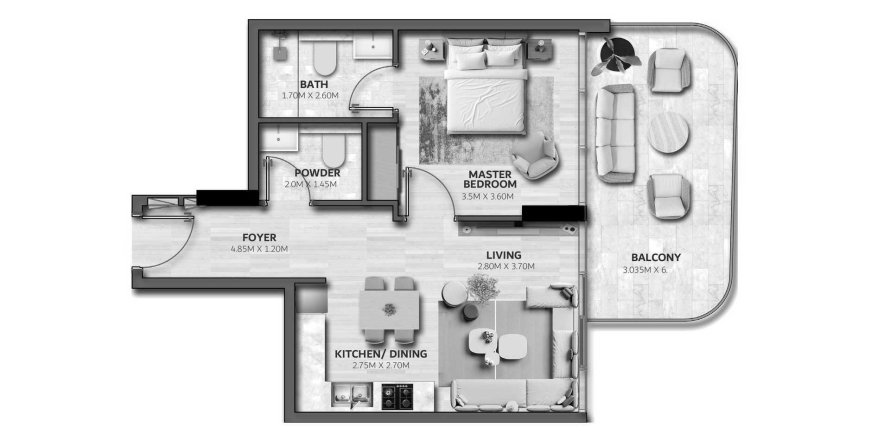 Apartamento en Vedaire Residences en Meydan, Dubai, 1 dormitorio, 59 m², № 47405