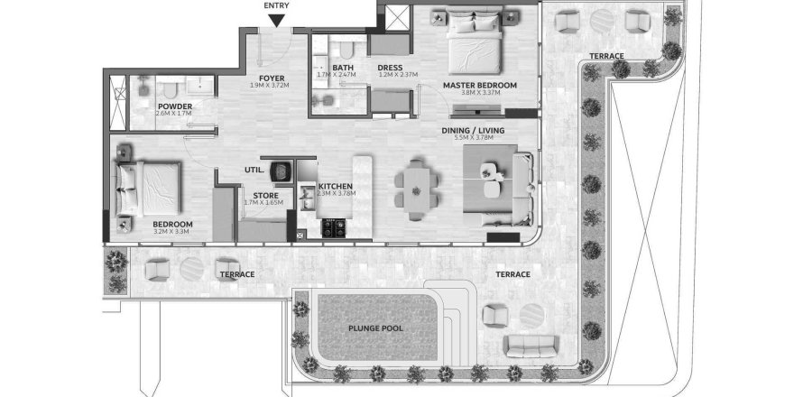 شقة في Vedaire Residences في Meydan, دبي 2 غرف نوم, 154 م² رقم 47408