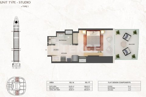 Apartment in Dubai studio, 37 sq.m. № 137713 - photo 9