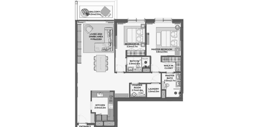 شقة في Sidr 1 Residences في دبي 2 غرف نوم, 127.99 م² رقم 31357