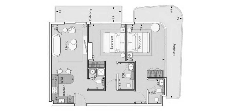 Apartamento en Lume Residence en Jumeirah Village Circle, Dubai, 2 dormitorios, 103.9 m², № 31526