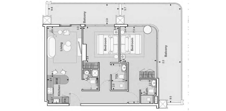 Apartamento en Lume Residence en Jumeirah Village Circle, Dubai, 2 dormitorios, 122.44 m², № 31527