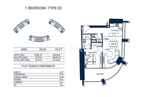 Apartamento en Business Bay, Dubai, 1 dormitorio, 71 m², № 104583 - foto 13