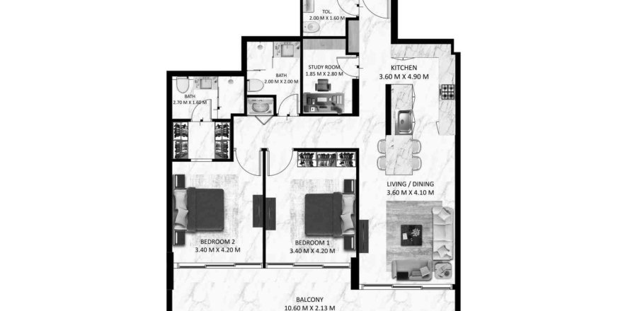 Apartamento en Bling Avenue 1 en Dubai South (Dubai World Central), Dubai, 1 dormitorio, 118.28 m², № 31635