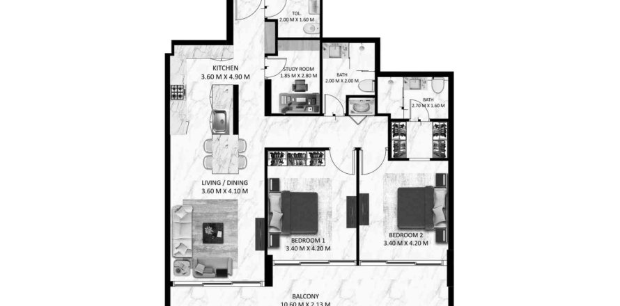 شقة في Bling Avenue 1 في Dubai South (Dubai World Central), دبي 1غرف نوم, 118.25 م² رقم 31636