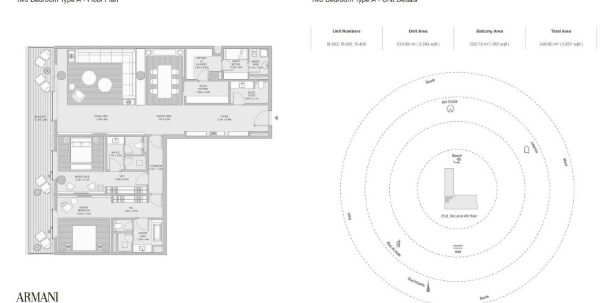 Apartamento en ARMANI BEACH RESIDENCES en Palm Jumeirah, Dubai, 2 dormitorios, 246.8 m², № 31205