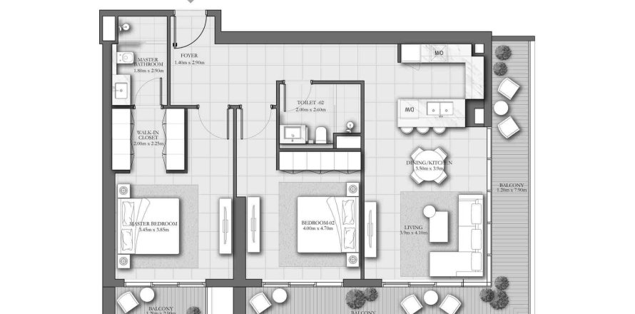 Apartamento en ROMA RESIDENCES en Jumeirah Village Circle, Dubai, 2 dormitorios, 170.65 m², № 31267