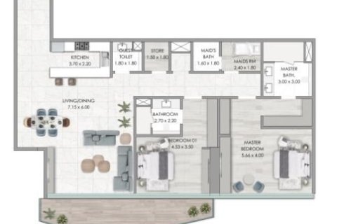 Appartement à Dubai Marina, Dubai, 2 chambres, 188 m², № 103736 - photo 2